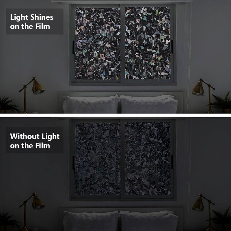 LEMON CLOUD Window Privacy Film Total Blackout Decorative Window Film, Static Cling Darkening Frosted Glass Covering 100% Opaque Removable for High Privacy, Black Half Moon Anti-UV(35.4 x 157.4 Inch) - Image 5